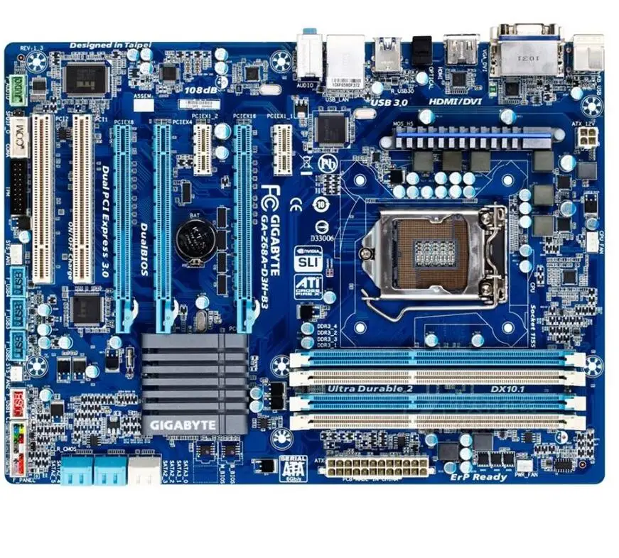 Для Gigabyte GA Z68A D3H B3 оригинальный использоваться для настольных ПК Z68LGA 1155 DDR3 (P8Z68 V LX PRO Z68P DS3 DS3)|Материнские платы|