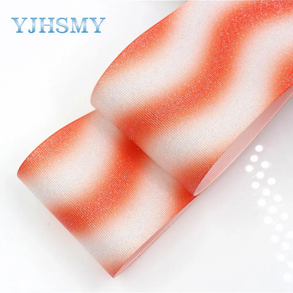 YJHSMY G-18424-17 75 mm 5 Yards color flash Ribbons Thermal transfer Printed grosgrain Wedding Accessories DIY material | Дом и сад