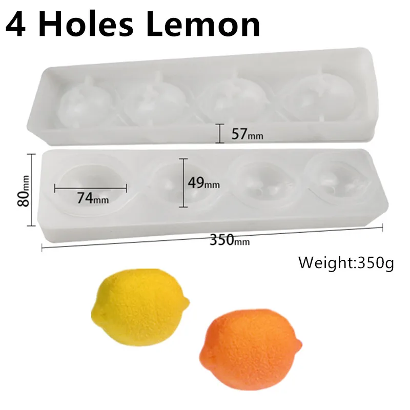4 Holes Lemon SHENHONG холодный Летний Фруктовый Торт Форма для выпечки французский десерт художественный мусс силиконовые 3D формы для выпечки кондитерские изделия для дома вечерние свадебные - Цвет: 4 Holes Lemon