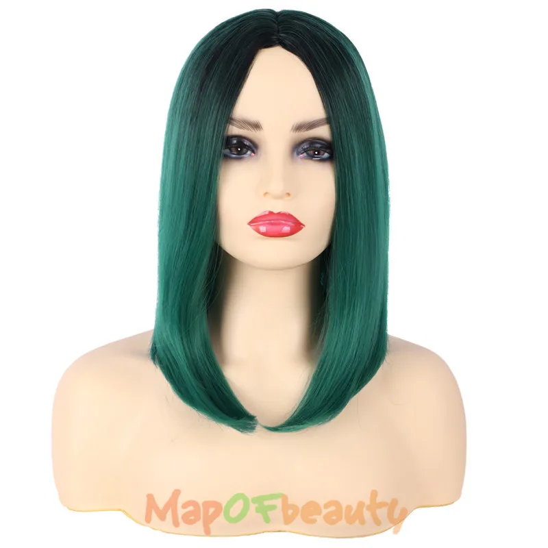 MapofBeauty 14 &quotчерный зеленый красный парик для женщин Боб короткий прямой косплея