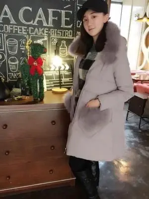 5XL Женское пальто с воротником из лисьего меха, зимнее пальто, женское пуховое пальто, очень теплая зимняя куртка, уплотненная теплая Женская парка