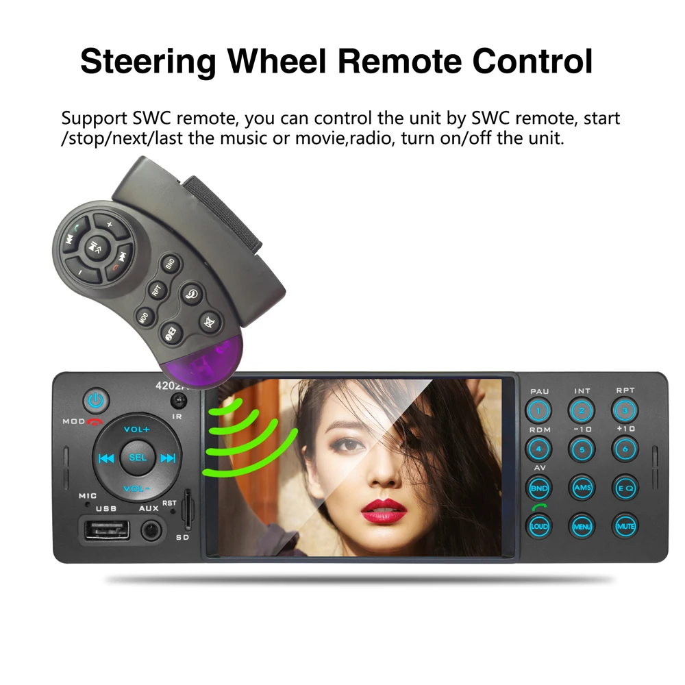 Автомагнитола AMPrime 1din с поддержкой MP5 USB Aux FM Bluetooth 4''|Автомобильные