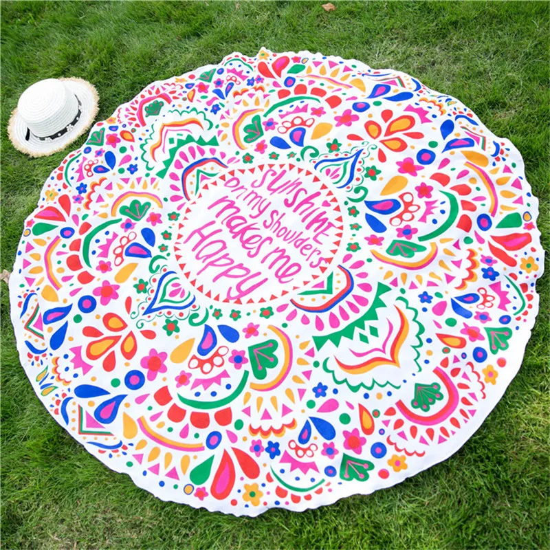 Новое поступление летнее круглое пляжное полотенце 20 цветов Женский Коврик для