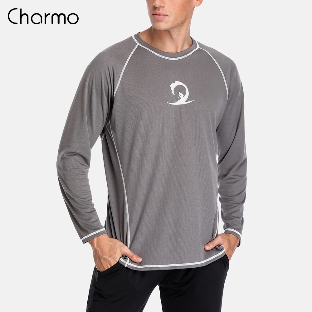 Charmo мужские быстросохнущие рубашки, короткие мужские рубашки для дайвинга с защитой от ультрафиолета, пляжная одежда, костюмы для серфинга, футболка