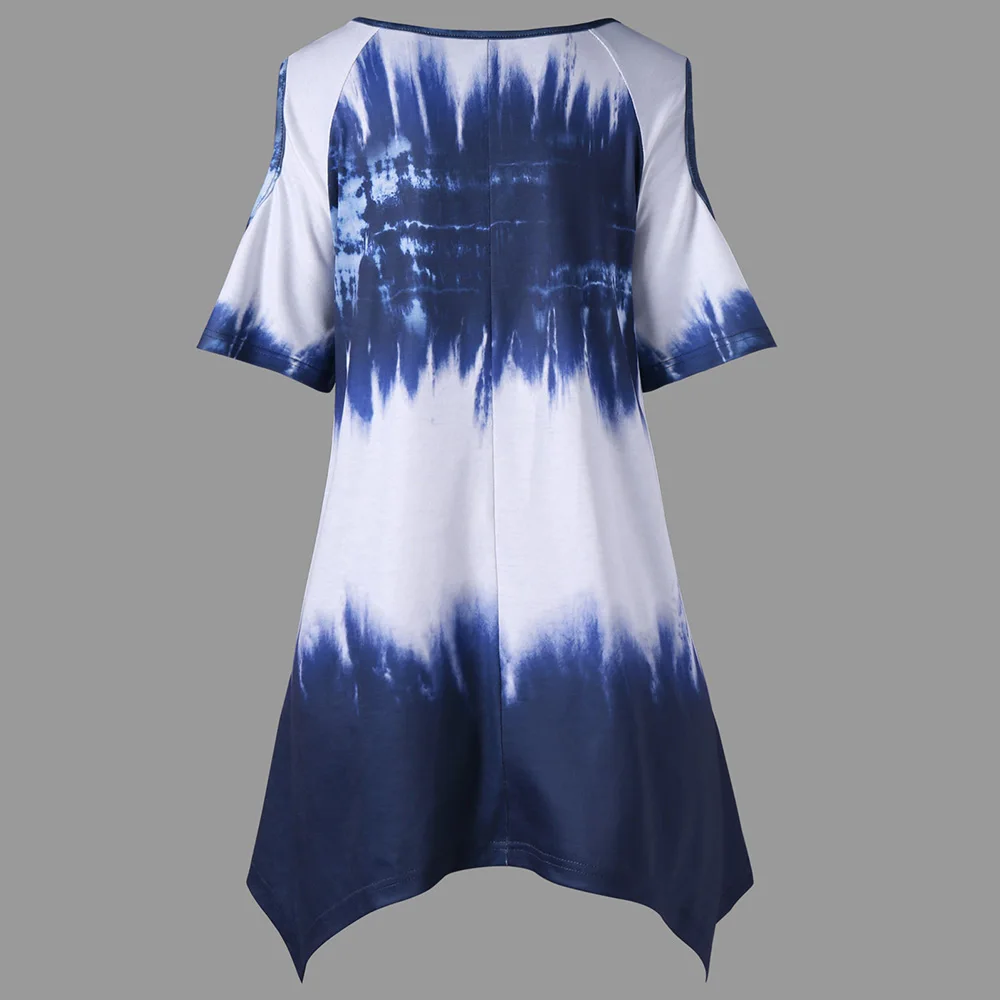 Женская Асимметричная футболка VESTLINDA летняя с круглым вырезом и короткими