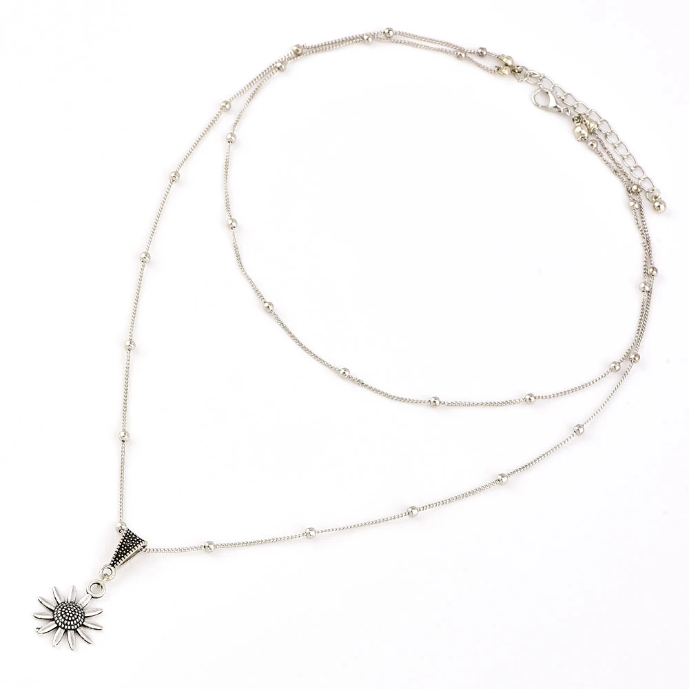 2 шт./компл. Богемия в ретро стиле с изображением подсолнуха кулон Многослойные