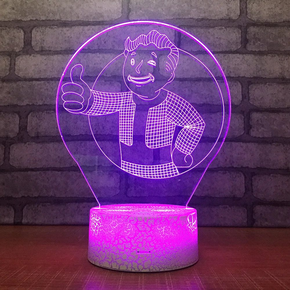 3D мультяшный светильник Fallout 4 светодиода RGB Ночной 7 цветов Настольный фигурки