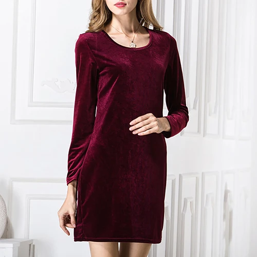 Женщины Урожай Элегантный Осень С Длинным Рукавом Slim Fit Мягкий Корейский Бархат
