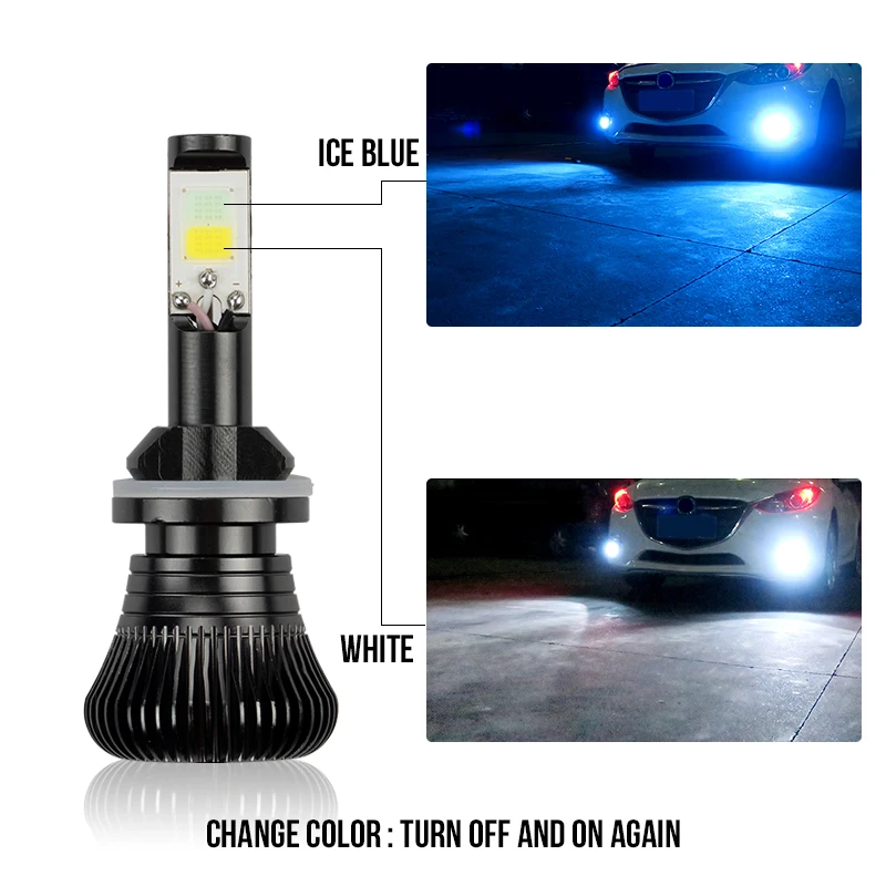 OKEEN H1 Led H3 H7 H11 H8 9005 9006 HB3 HB4 H27 880 881 H16 Автомобильная фара двухцветная белая Янтарная синяя ледяная синяя 12 В противотуманная фара