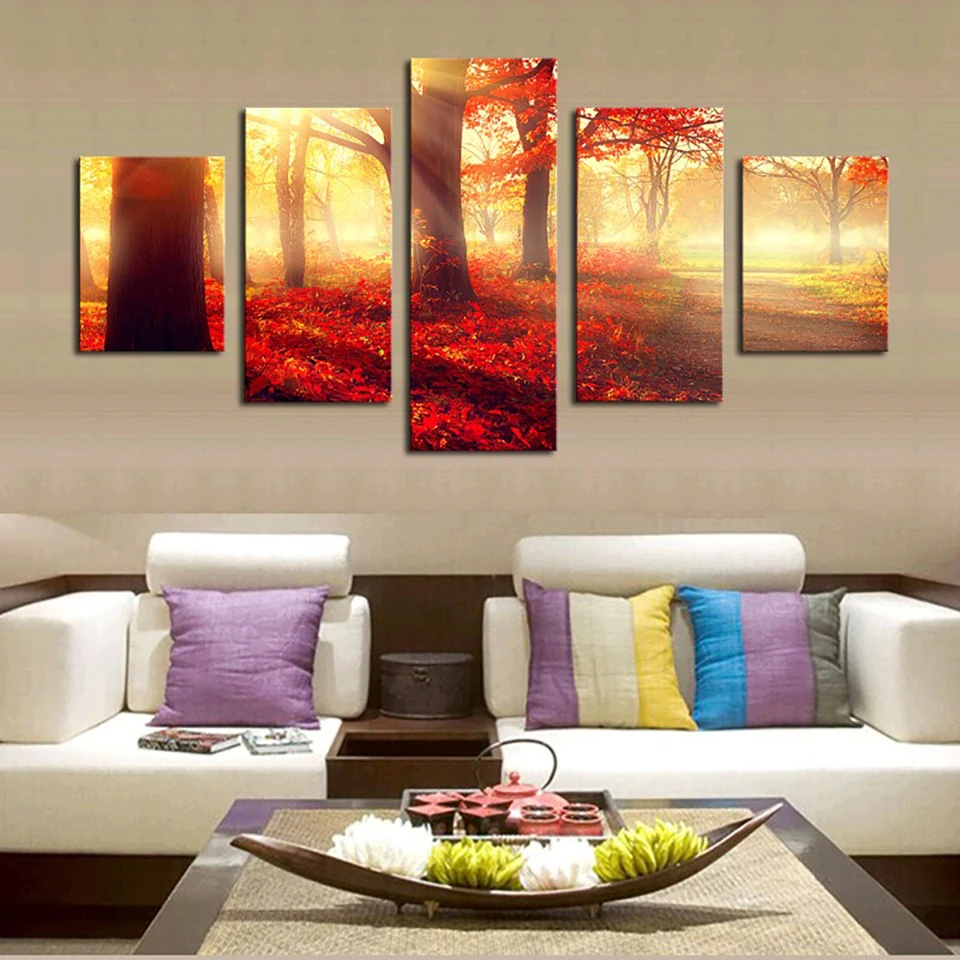 

Abstract Framework Canvas Print Painting Wall Art 5 Panel Mangrove Forest Poster Modular Pictures For Living Room Home Decor
