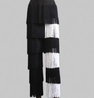 Женские модные длинные брюки с кисточками 1 шт./лот однотонные танцевальные для