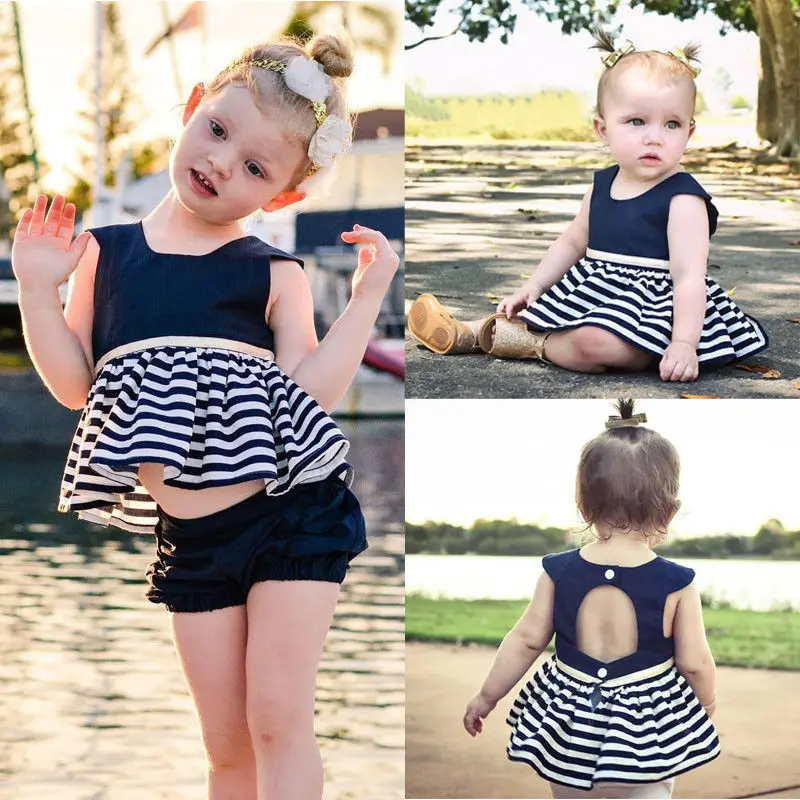 Newborn Baby Girls Party Princess Pageant Tutu Dress Kid Toddler Navy Blue Dresses |