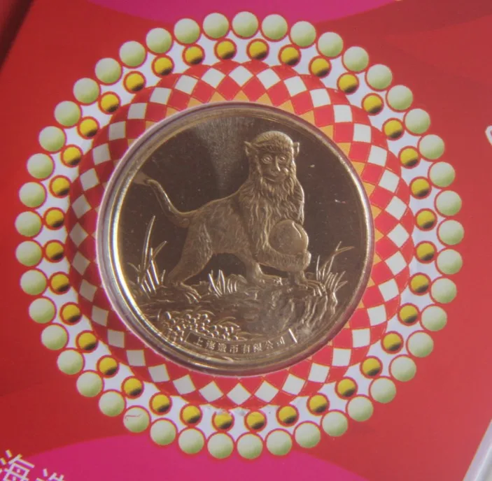 25 мм медная медаль год Обезьяны 2016 почтовая карта подарок Китай Шанхай Мятная