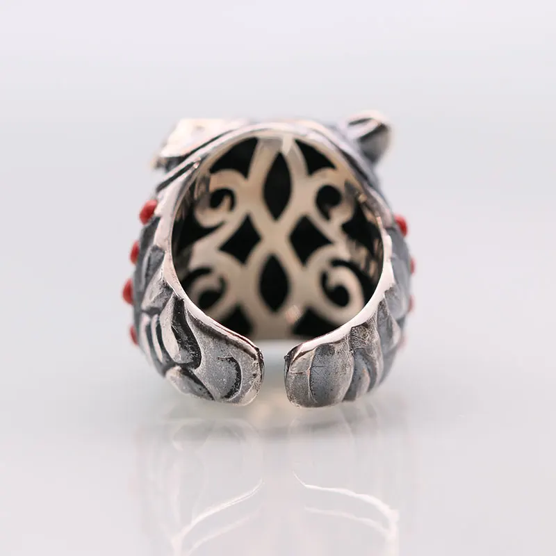 Открытое серебряное кольцо SOQMO в стиле ретро с бульдогом для мужчин и женщин