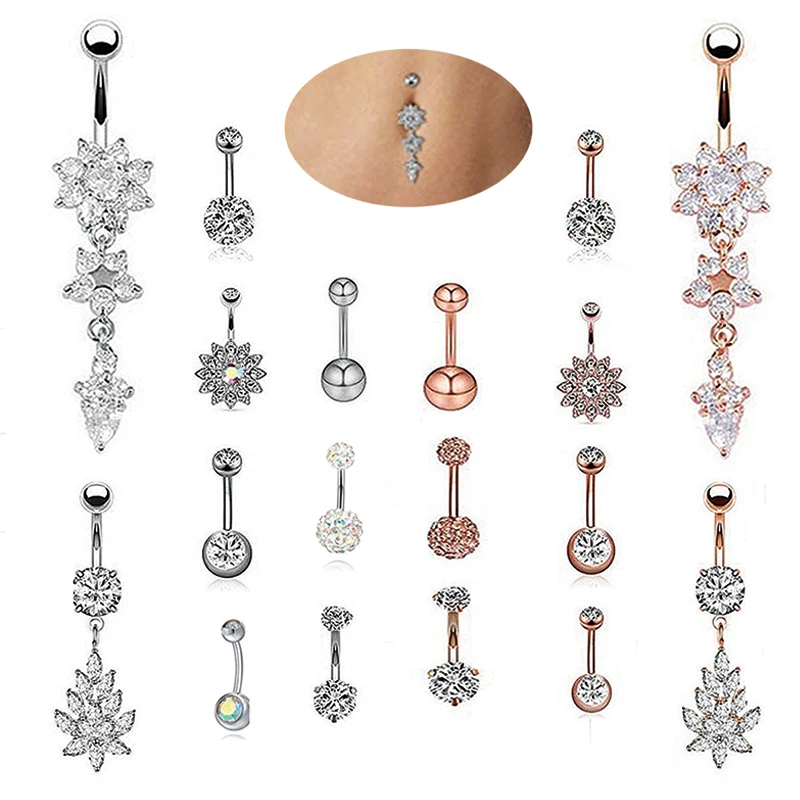 

9 шт./компл. из нержавеющей стали пупка кольцо подсолнуха штанга для пирсинга пупка кольцо-подвеска для пупка пирсинг ювелирные изделия для ...