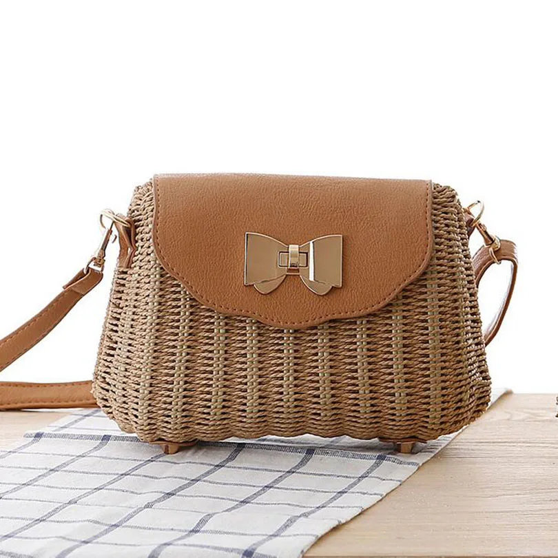 Тканая Соломенная пляжная сумка ручной работы в богемном стиле для женщин Летняя