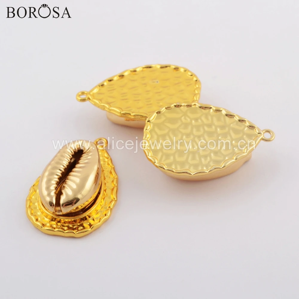 BOROSA 10 шт. КАПЛЕВИДНАЯ капля полностью покрытая золотом натуральный Каури