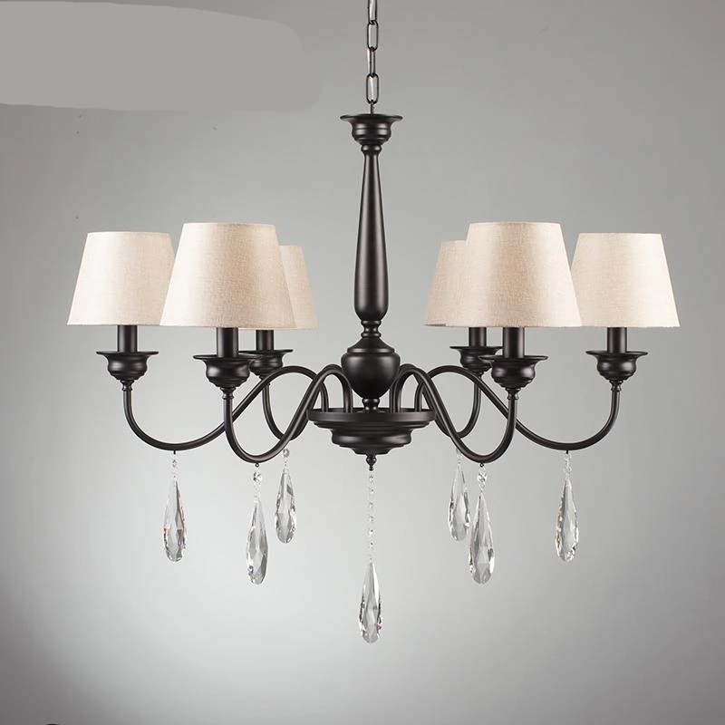 

Modern LED White Crystal Lamps Pendant Lights cloth Lampshade Creative Home Design For Living Room Restaurant Bedroom Fixture