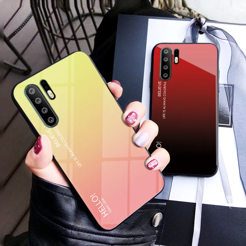 BOTYE для huawei P30 Pro Lite Дело градиент закаленное Стекло чехол наслаждаться 9 9E S 8 плюс 7