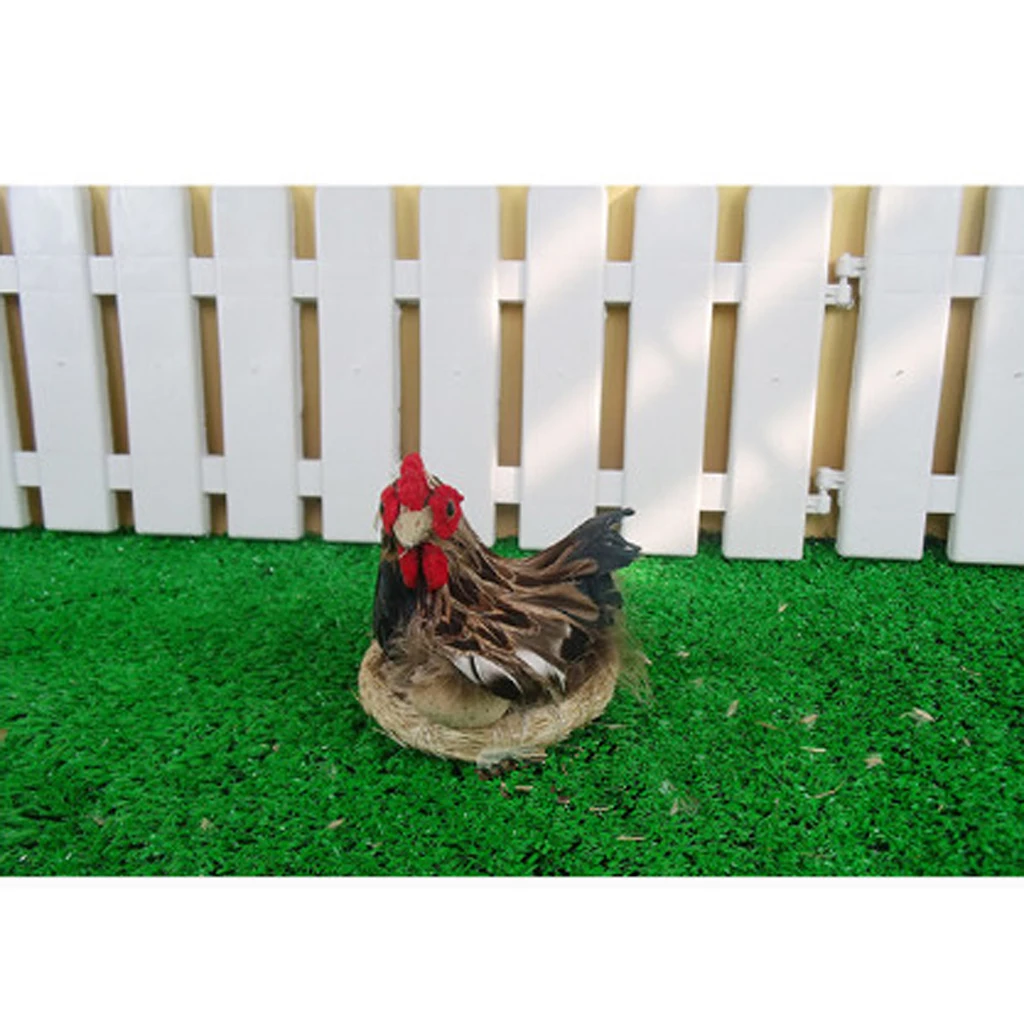 

Vivid Standing Hen Simulated Hen Model Decoration Hen With Egg Figurine Spring Decor Furry Animal Home Decor