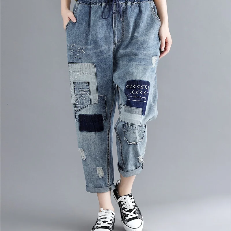 

Mom jeans embroidered denim pants trousers boyfriend jeans for women Japanese style ladies jeans female 2018 new KK2439