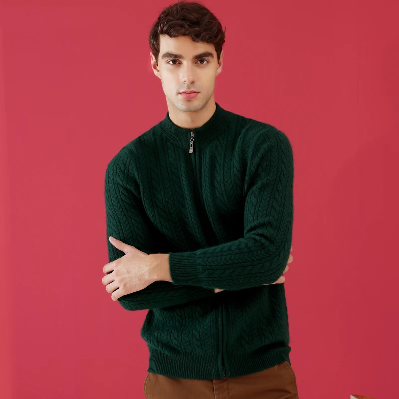 2018 New Autumn Winter Slim Fit Cardigan With Zipper Cashmere Sweater | Мужская одежда