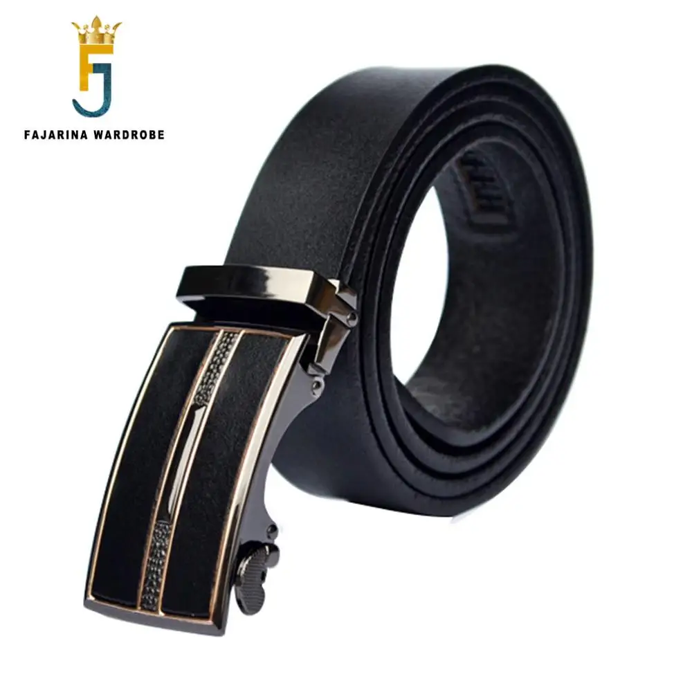 FAJARINA Grade Formal 100% Cowhide Genuine Brand Name Strap Leather Automatic Belts for Men MNFAJA0004 Belts Mens 3.5cm Width