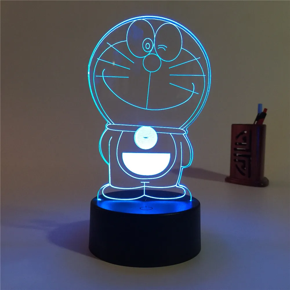 Акриловая 3D стерео лампа Doraemon с изменением цвета прикроватный ночник питанием от