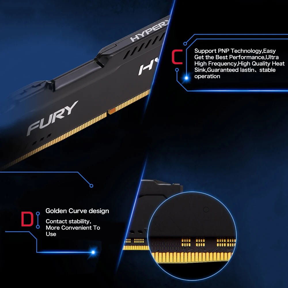 Kingston HyperX FURY 4GB 8GB 16GB DDR4 2400MHz PC RAM Память DIMM 288 pin настольная Ram Внутренняя для