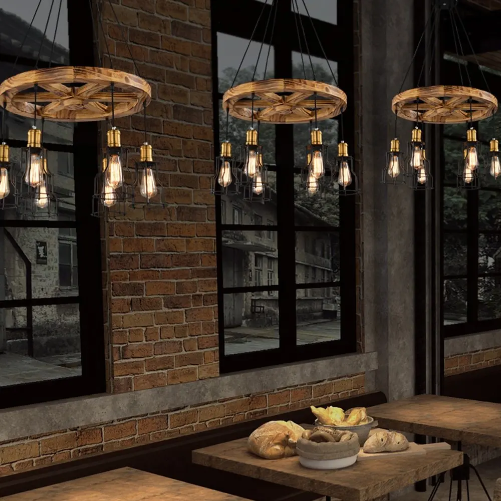 Винтажная люстра круглая и черная железная спальня гостиная Ресторан Бар