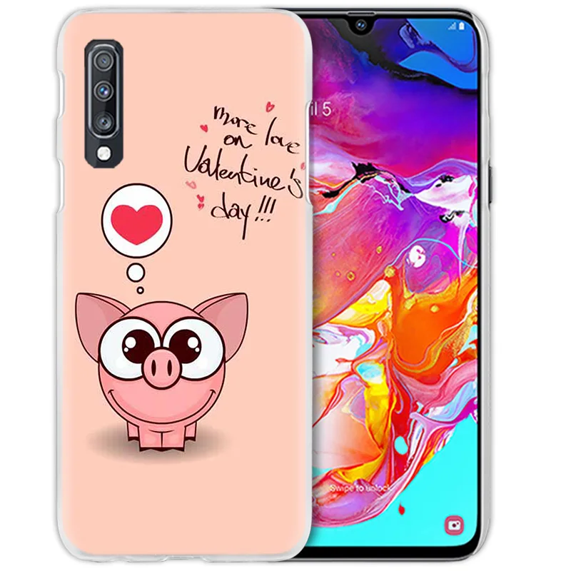 Милый розовый чехол Kawai Pig Для samsung Galaxy A50 A70 A20e A40 A30 A20 A10 A8 A6 Plus A9 A7 жесткий прозрачный чехол для телефона из поликарбоната