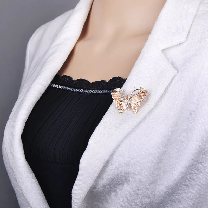 Женская брошь в форме бабочки Blucome блестящая Медная с цирконом аксессуар для