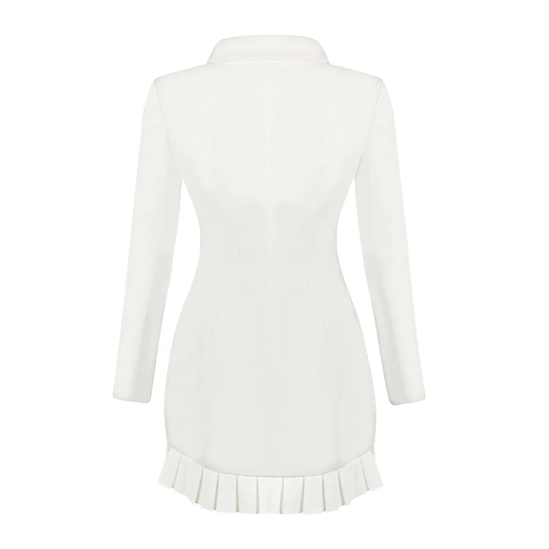 

Beateen White Ruffles Sweet Bud Dress Fashion 2018 V-Neck Long Sleeve Mini Sexy With Pockets