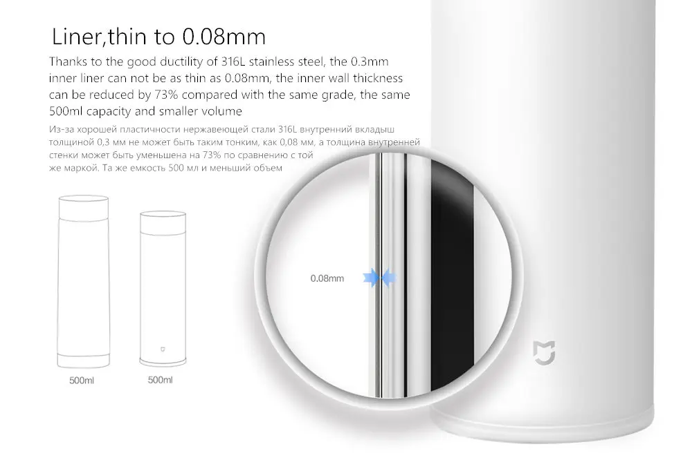 Термокружка Xiaomi Mijia, Термокружка, 500 мл, кофейная чашка, кружка с крышкой в подарок для детей, термос, бутылка из нержавеющей стали 316
