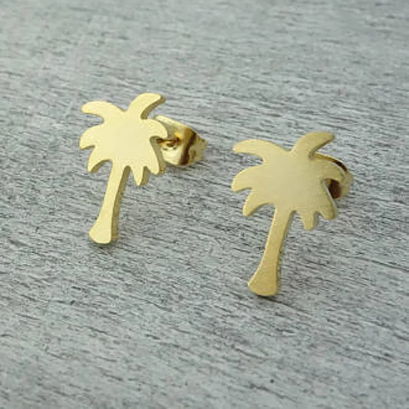 Золото Цвет Шарм Palm Tree серьги Модные украшения 2017 современный Гавайи