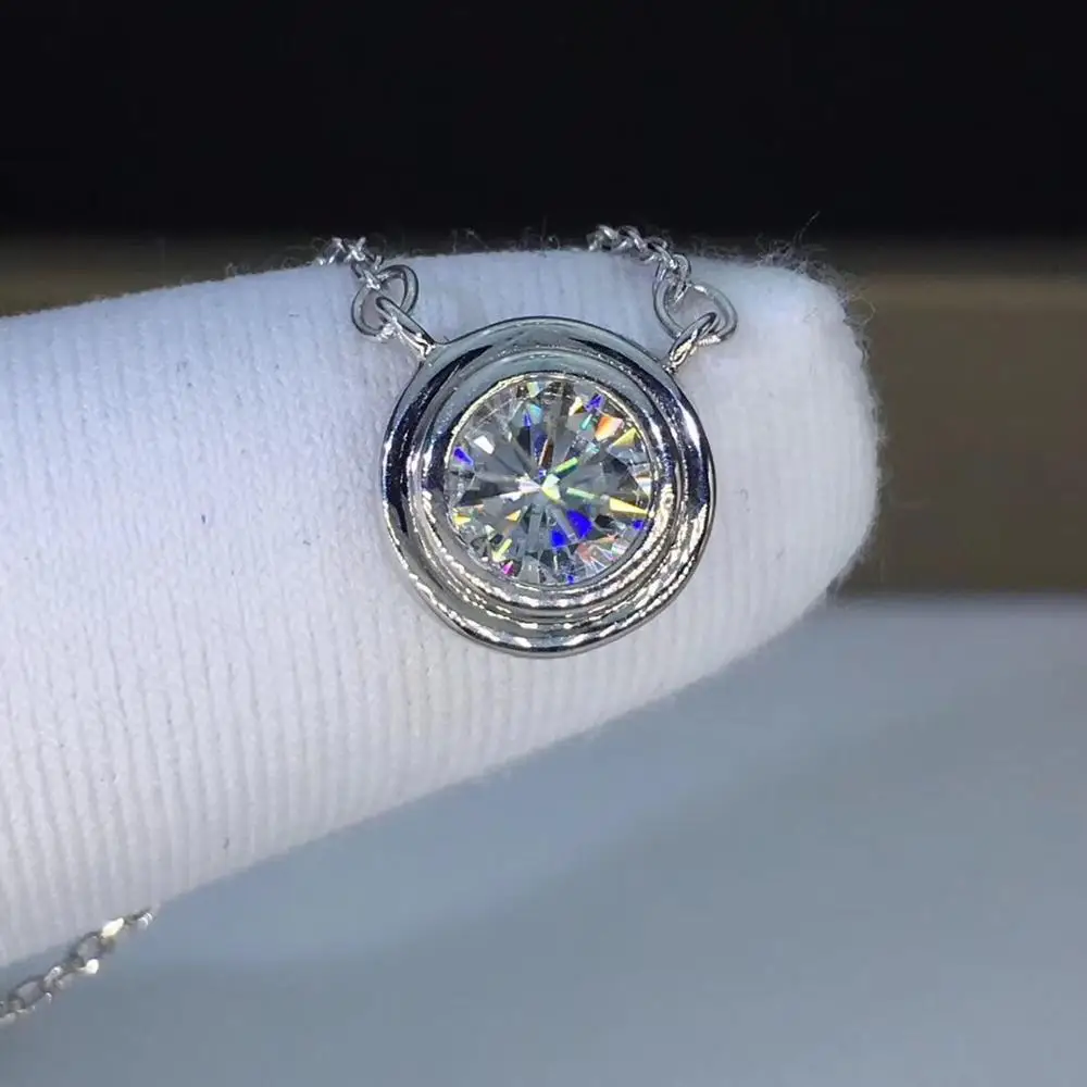 Круглый Серебряный Муассанит Подвески 1ct D VVS Роскошные Weding подвески для