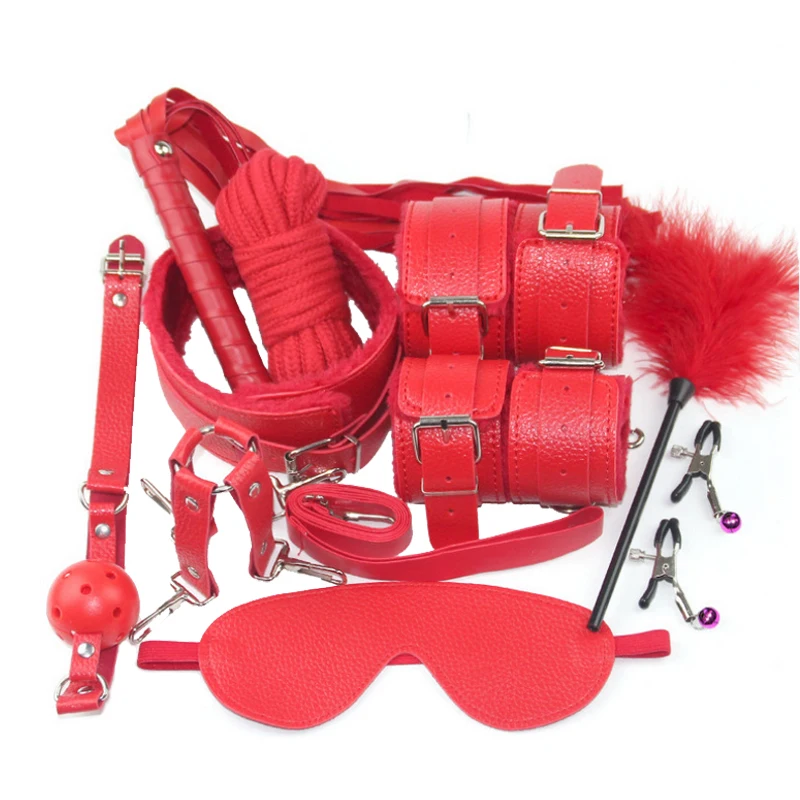 10 шт./компл. эротические игрушки взрослые БДСМ секс бандаж набор наручники зажимы