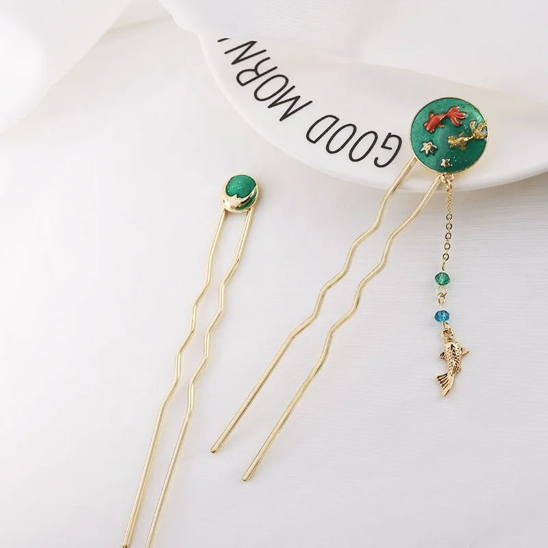 New Hot Fashion Ocean Wind Pendant Japan Personality Japan And Korea Style Exquisite U-type Hairwear Hairpin For Women Jewelry