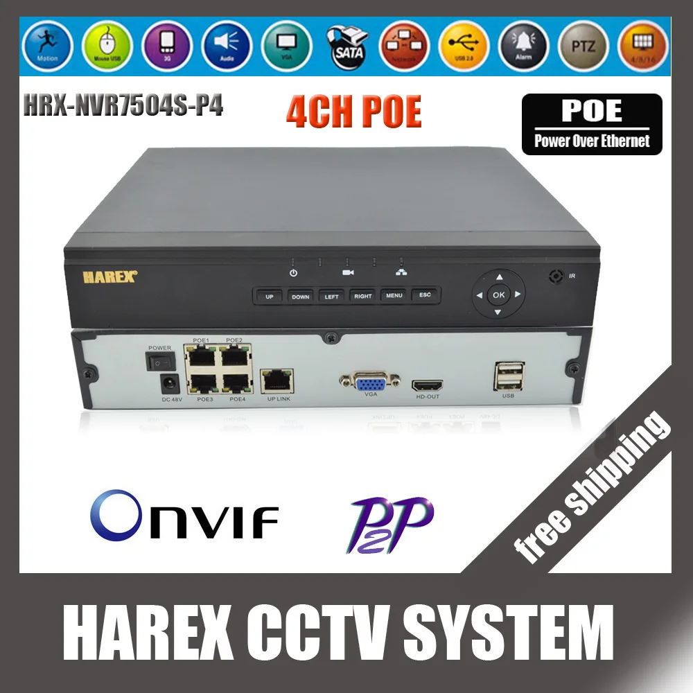 Сетевой видеорегистратор Onvif Full HD 4 канала/8 каналов 1080P 48 В реальный сетевой