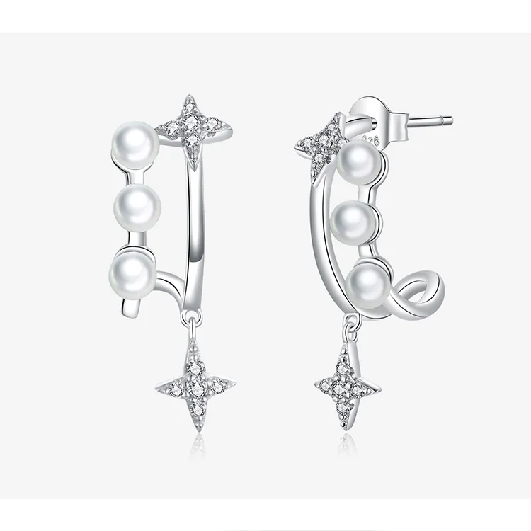bamoer Dazzling Stars Dangle Earrings for Women 925 Sterling Silver High Quality Wedding Statement Jewelry Pear Earing BSE183