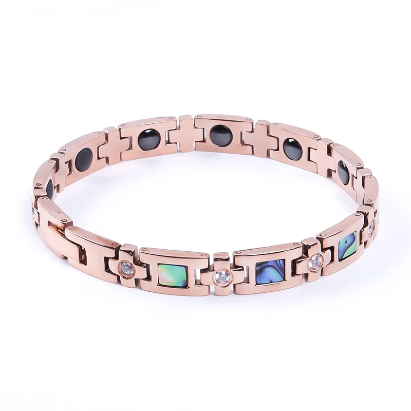 

Luxury Fashion Jewelry Bangles bracelets for women Natural shell cubic zirconia rose gold color magnetic bracelet