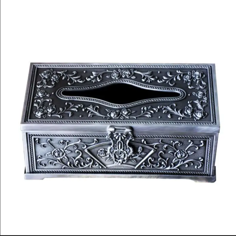 

large size artistic metal desk rectangle meta tissue box extract napkin box case holder napkin holder ZJH001