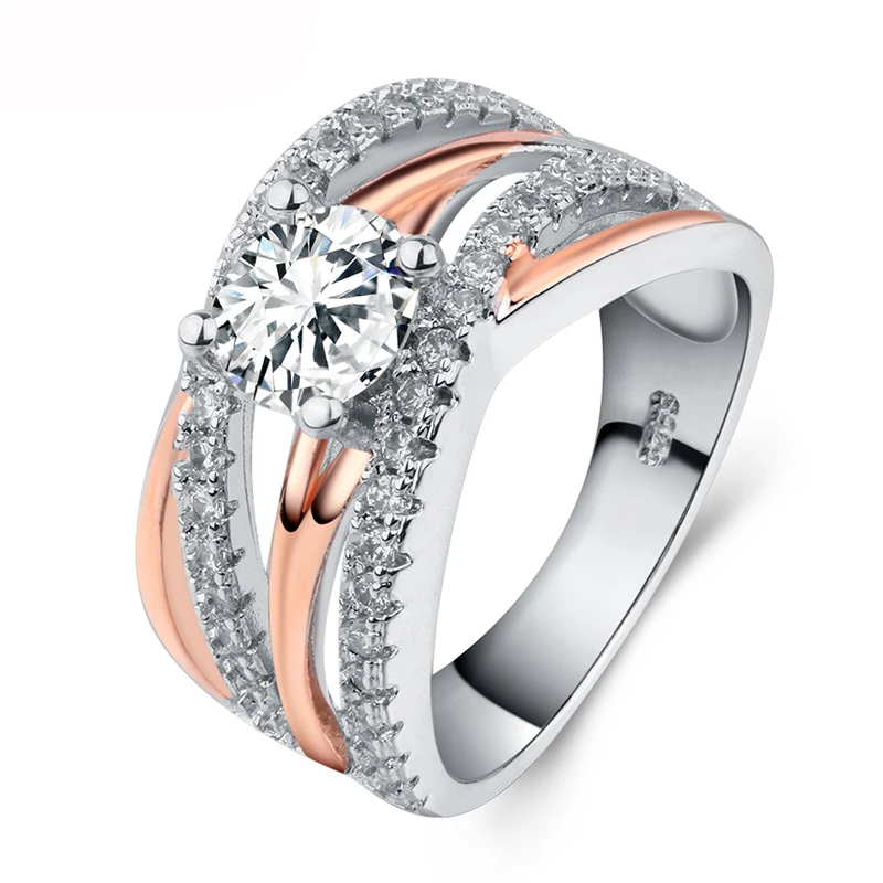 

Cross Design Clear 5a zircon cz Rose White Gold Filled Engagement Wedding Band rings For Women Crystal Anillos Jewelry