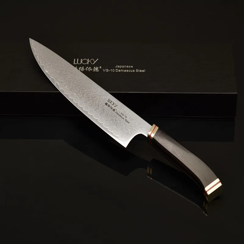Gyuto кухонный нож повара японский VG10 Дамасская стальная деревянная ручка мясо рыбы куриный Кливер приспособление для нарезки ножей 46,1