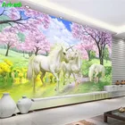 Пользовательская 3D роспись единорог мечта вишня трава тв фон настенные картины для детской спальни гостиной обои