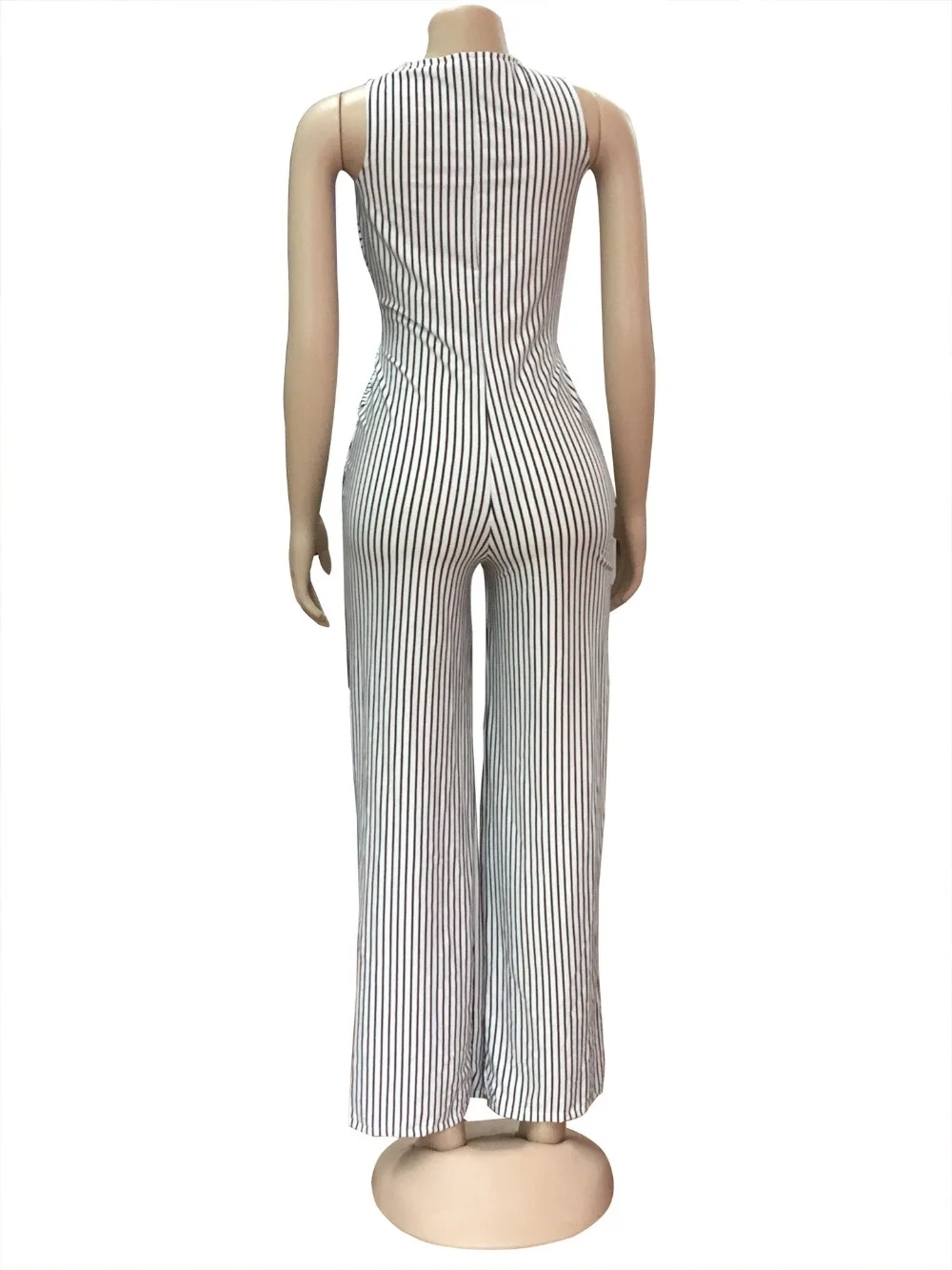 

2019 Summer Striped Sleeveless Off Shoulder Deep V Bow Wide-Legged Sexy Women Jumpsuits Female Playsuits Rompers
