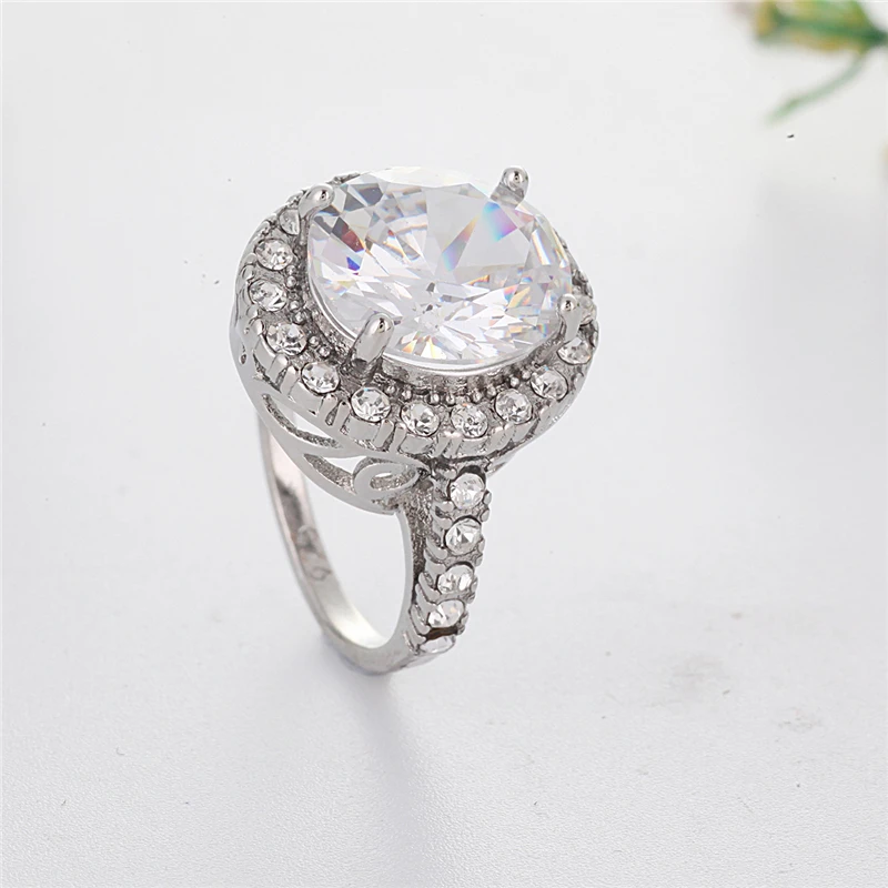 Роскошное белое овальное каменное яркое серебряное кольцо с кристаллом Bague для женщин, девушек, Подарок на годовщину, свадебные ювелирные изделия, модные Anillos L5Q926