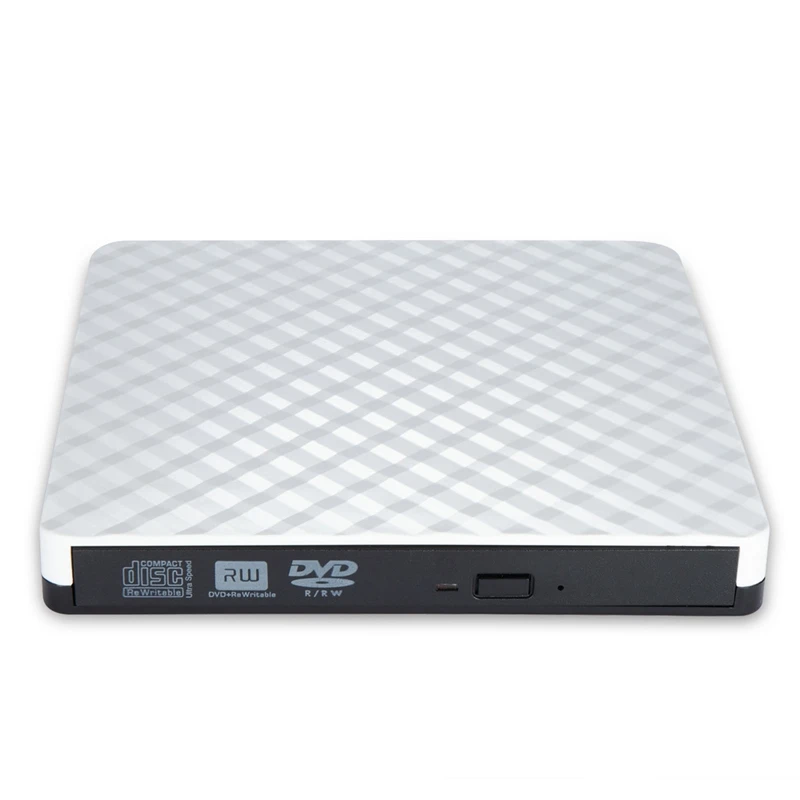 White Гофрированный Внешний USB 3,0 высокоскоростной тонкий DVD горелки оптический привод для любого настольного ноутбука - Цвет: White