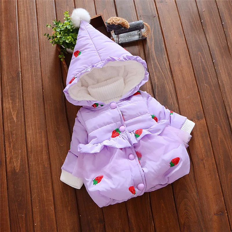 2019 детская одежда newstyle Малыш Девушка Winter Padded Pom милые хлопковые пальто с