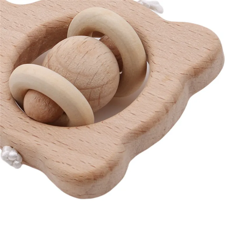 Детские игрушки бук деревянный медведь ручной прорезывания зубов деревянное